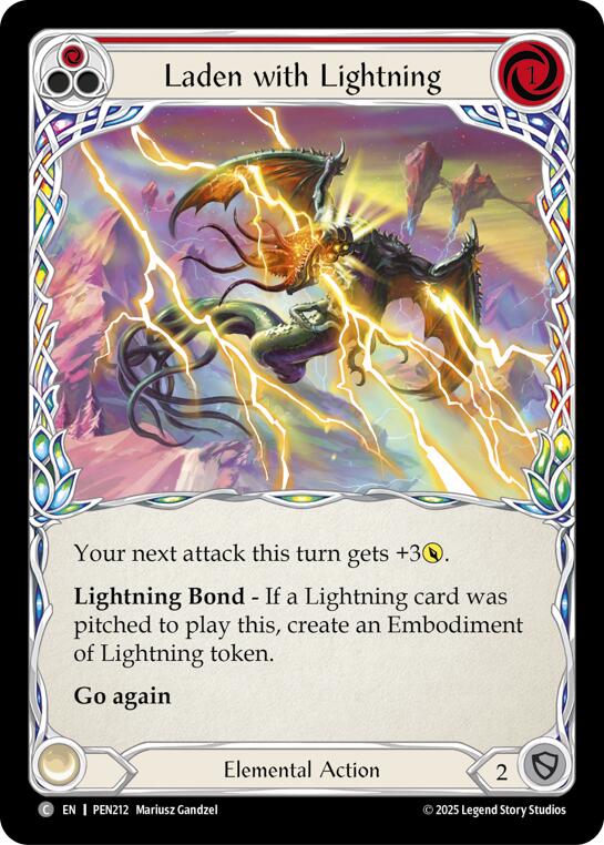 Laden With Lightning (Red) (Rainbow Foil) [PEN212] (Compendium of Rathe)  Rainbow Foil | Cracking-Singles