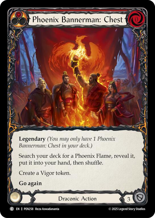 Phoenix Bannerman Chest (Red) (Rainbow Foil) [PEN258] (Compendium of Rathe)  Rainbow Foil | Cracking-Singles