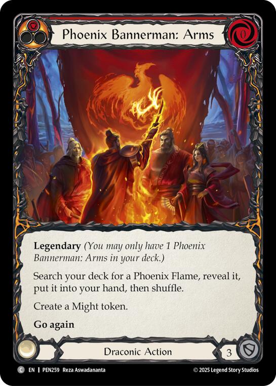 Phoenix Bannerman Arms (Red) (Rainbow Foil) [PEN259] (Compendium of Rathe)  Rainbow Foil | Cracking-Singles
