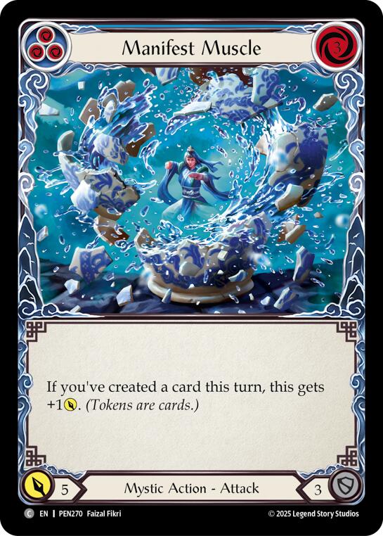 Manifest Muscle (Blue) (Rainbow Foil) [PEN270] (Compendium of Rathe)  Rainbow Foil | Cracking-Singles