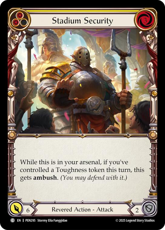 Stadium Security (Yellow) (Rainbow Foil) [PEN295] (Compendium of Rathe)  Rainbow Foil | Cracking-Singles