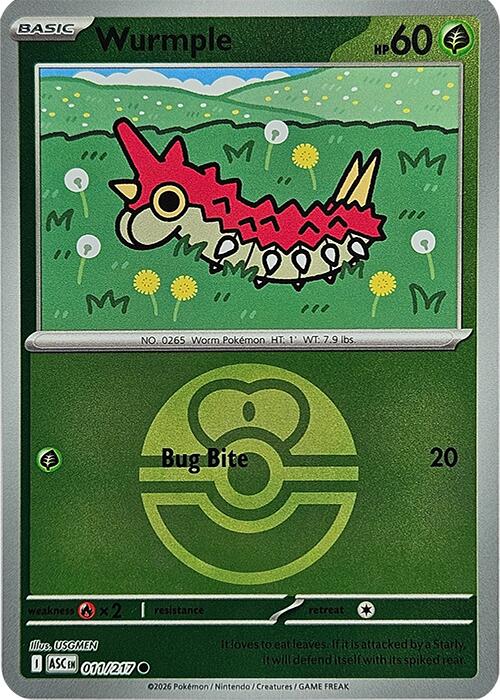 Wurmple (011/217) (Love Ball) [Mega Evolution: Ascended Heroes] | Cracking-Singles