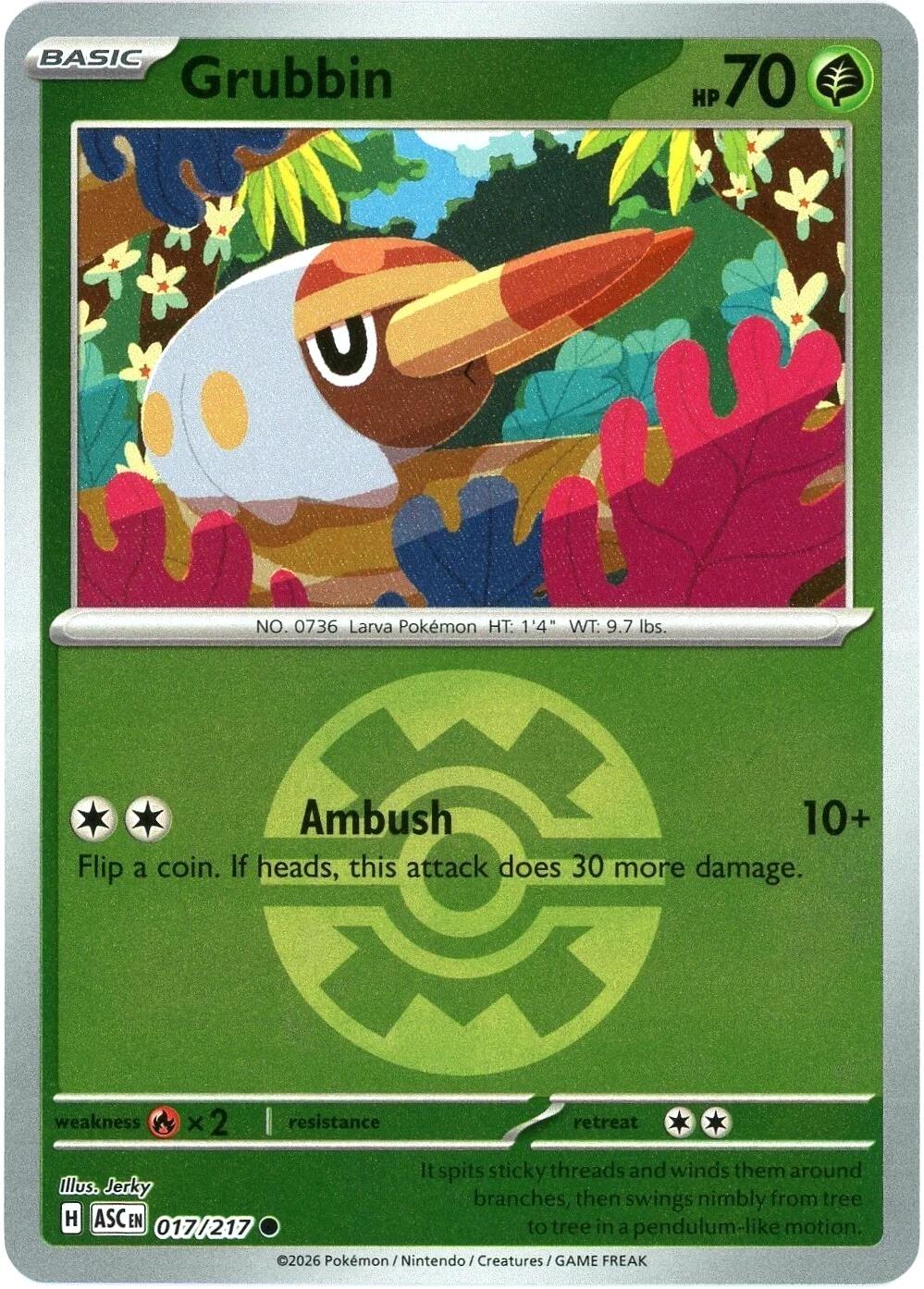 Grubbin (017/217) (Quick Ball) [Mega Evolution: Ascended Heroes] | Cracking-Singles