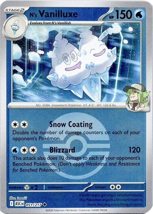 N's Vanilluxe (051/217) (Poke Ball) [Mega Evolution: Ascended Heroes] | Cracking-Singles