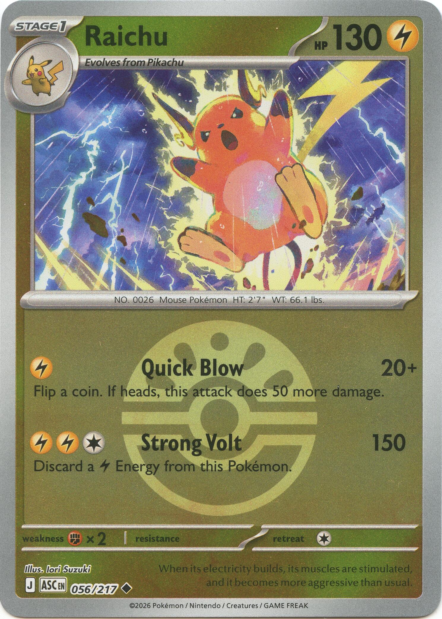 Raichu (056/217) (Friend Ball) [Mega Evolution: Ascended Heroes] | Cracking-Singles