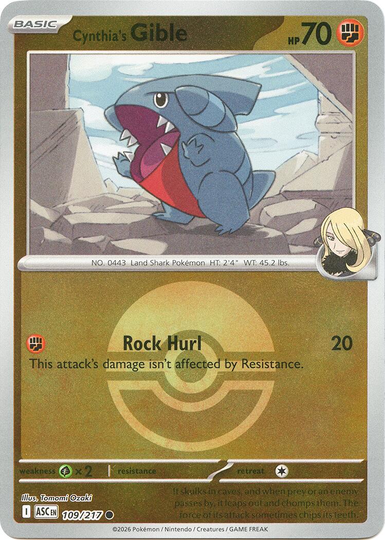 Cynthia's Gible (109/217) (Poke Ball) [Mega Evolution: Ascended Heroes] | Cracking-Singles
