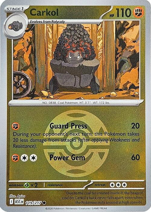 Carkol (119/217) (Dusk Ball) [Mega Evolution: Ascended Heroes] | Cracking-Singles