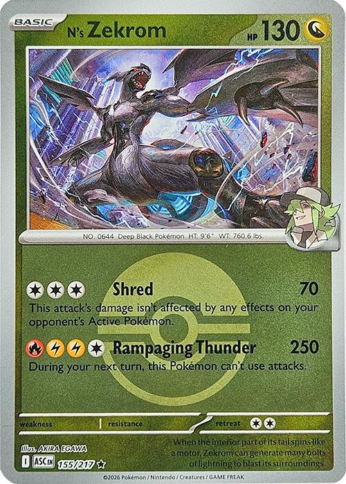 N's Zekrom (155/217) (Poke Ball) [Mega Evolution: Ascended Heroes] | Cracking-Singles