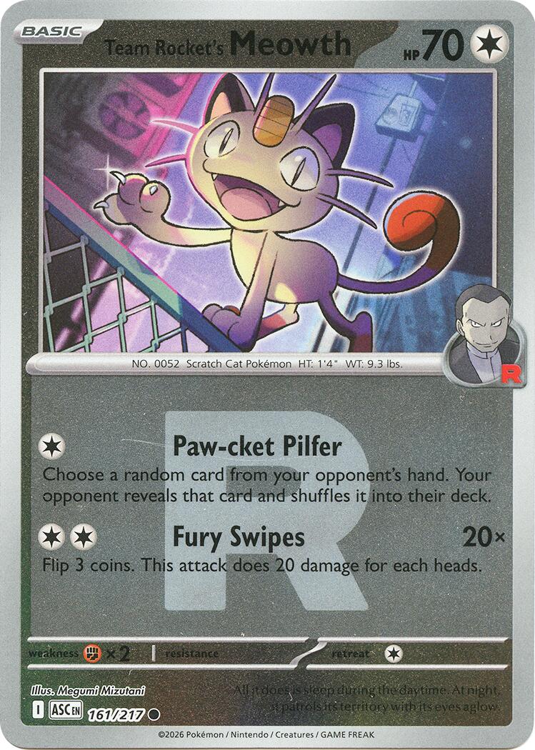 Team Rocket's Meowth (161/217) (Team Rocket) [Mega Evolution: Ascended Heroes] | Cracking-Singles