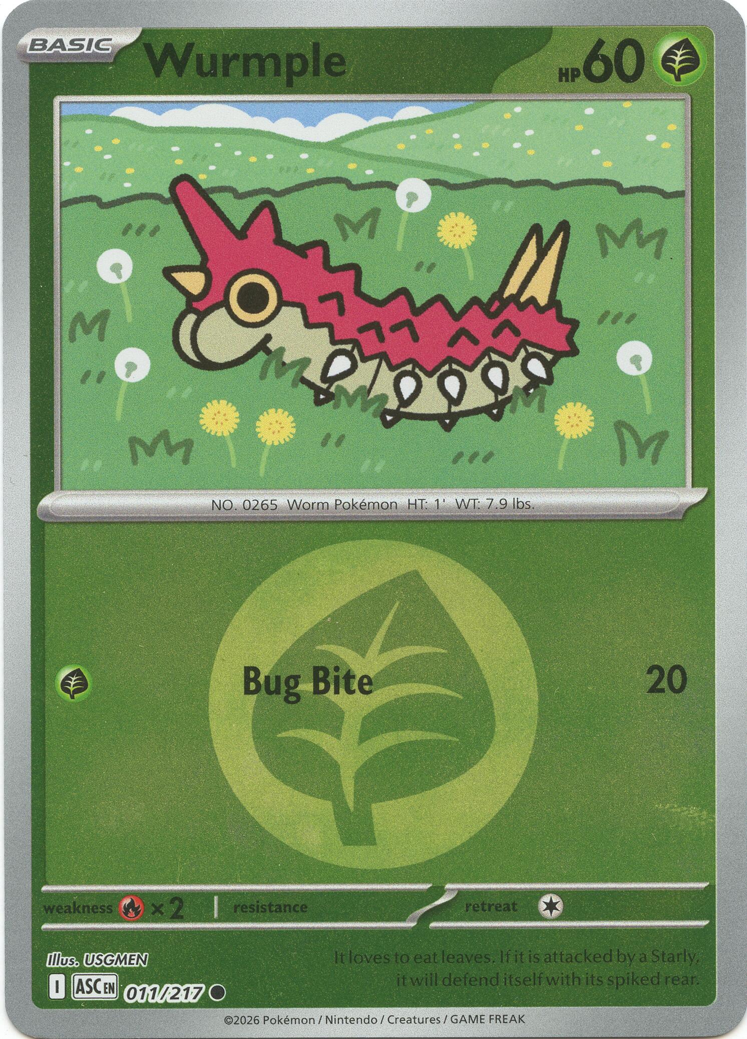Wurmple (011/217) (Energy Symbol Pattern) [Mega Evolution: Ascended Heroes] | Cracking-Singles
