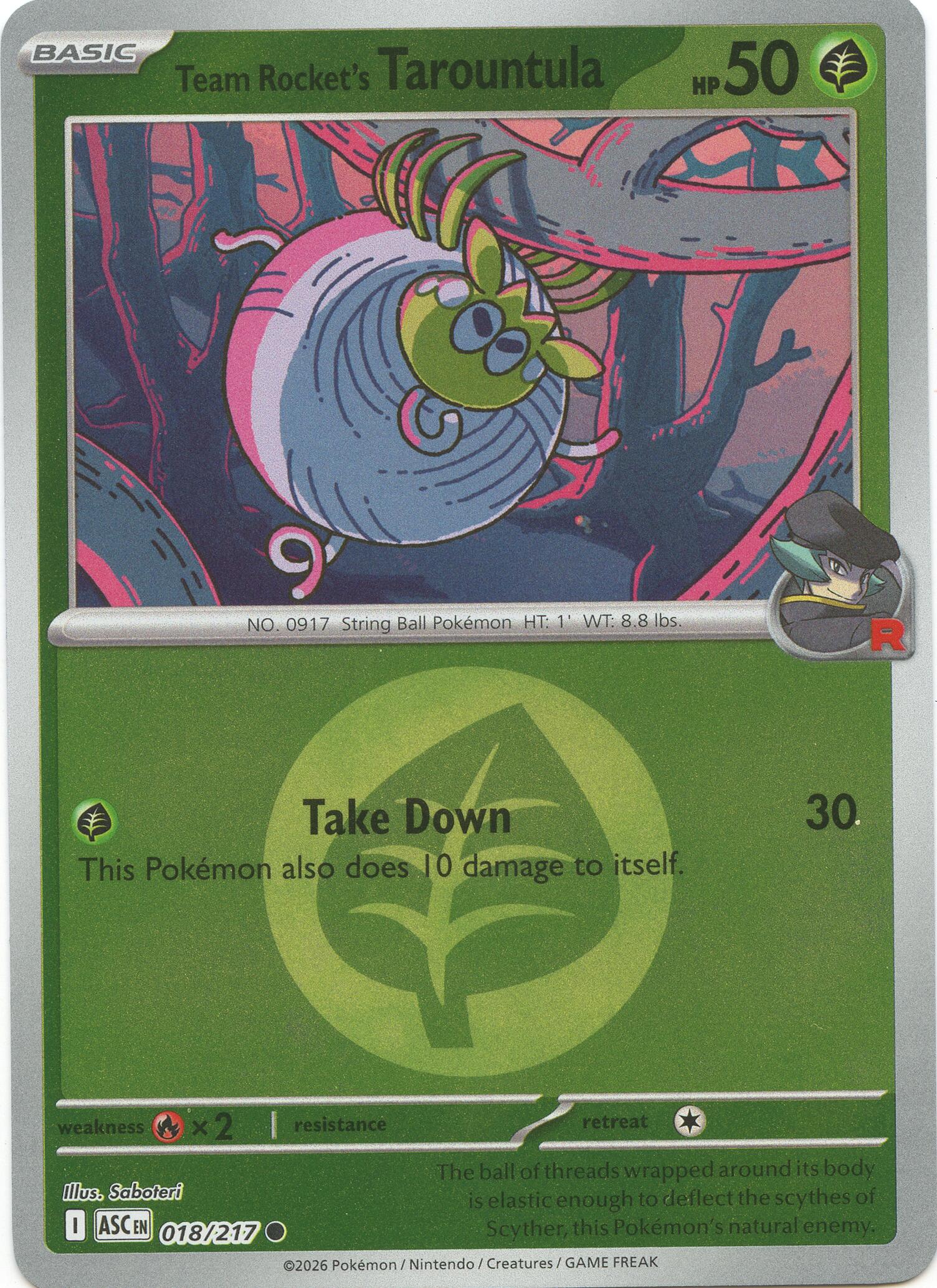 Team Rocket's Tarountula (018/217) (Energy Symbol Pattern) [Mega Evolution: Ascended Heroes] | Cracking-Singles
