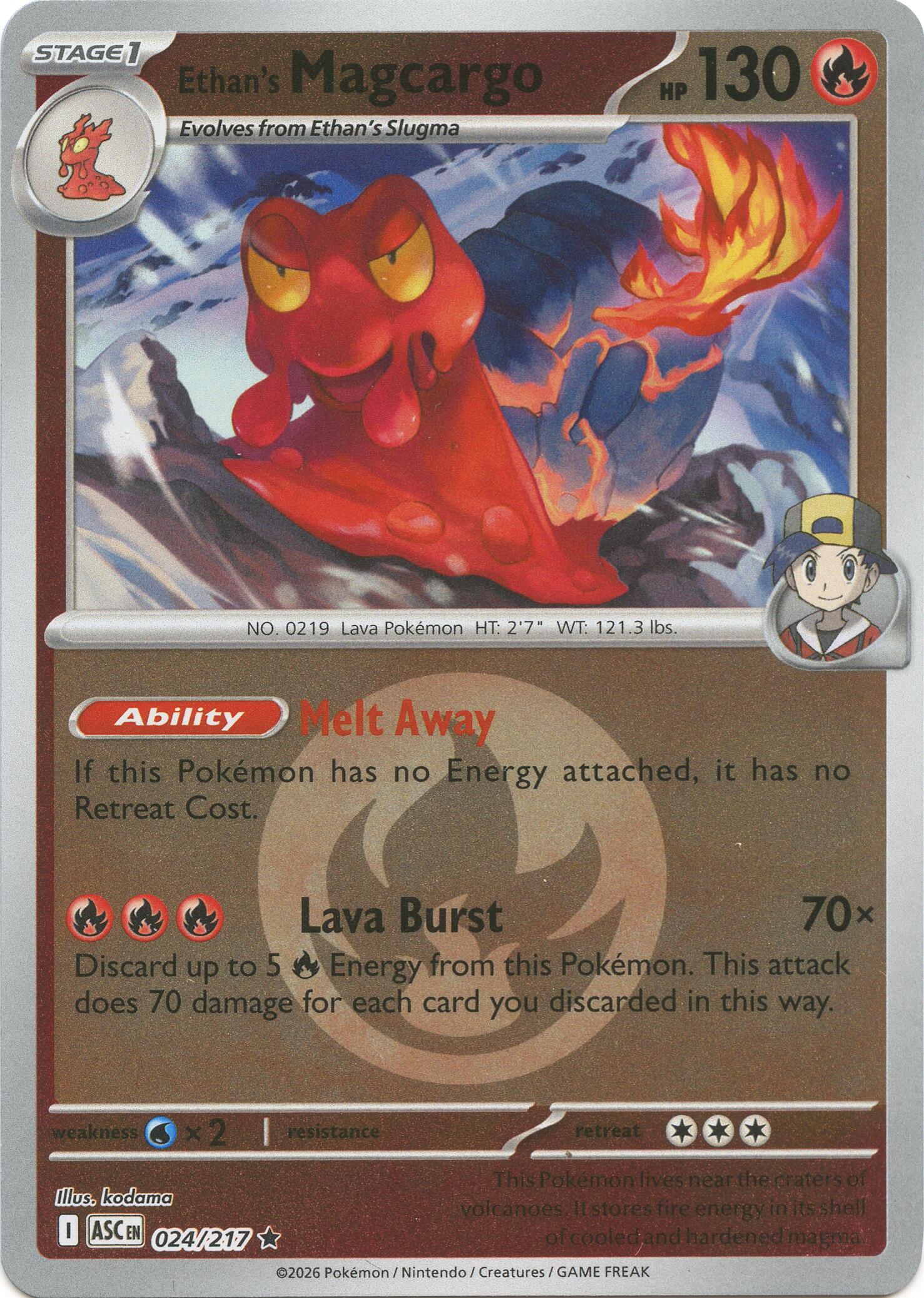 Ethan's Magcargo (024/217) (Energy Symbol Pattern) [Mega Evolution: Ascended Heroes] | Cracking-Singles