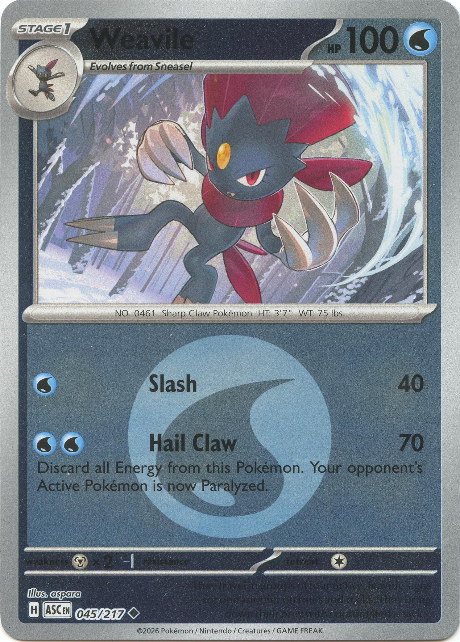 Weavile (045/217) (Energy Symbol Pattern) [Mega Evolution: Ascended Heroes] | Cracking-Singles