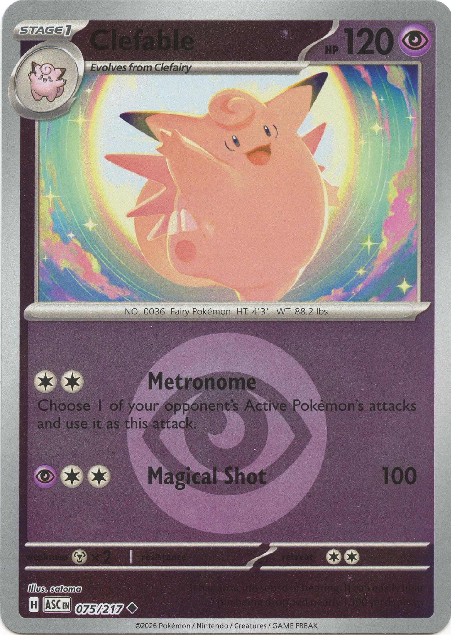 Clefable (075/217) (Energy Symbol Pattern) [Mega Evolution: Ascended Heroes] | Cracking-Singles