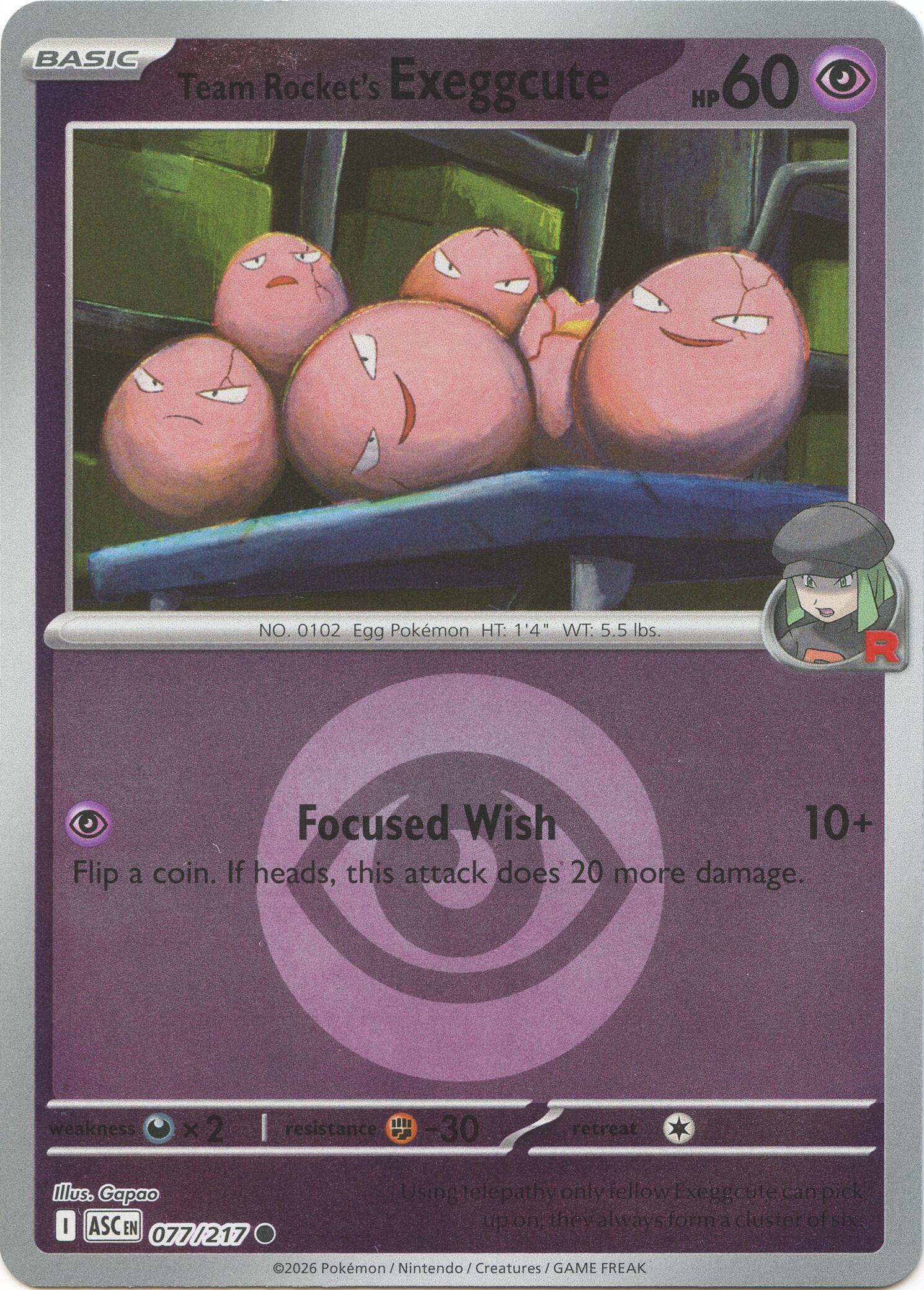 Team Rocket's Exeggcute (077/217) (Energy Symbol Pattern) [Mega Evolution: Ascended Heroes] | Cracking-Singles