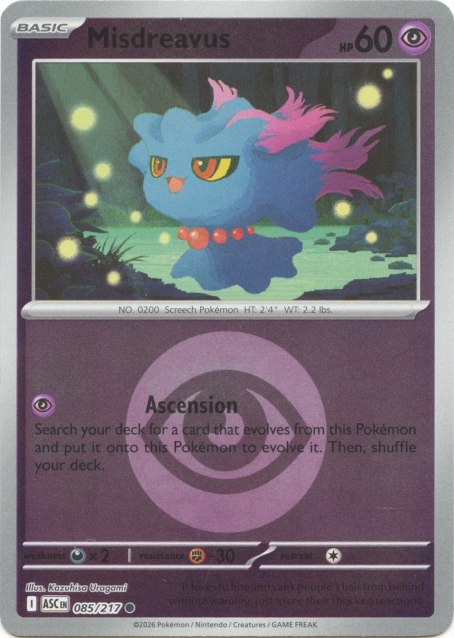 Misdreavus (085/217) (Energy Symbol Pattern) [Mega Evolution: Ascended Heroes] | Cracking-Singles