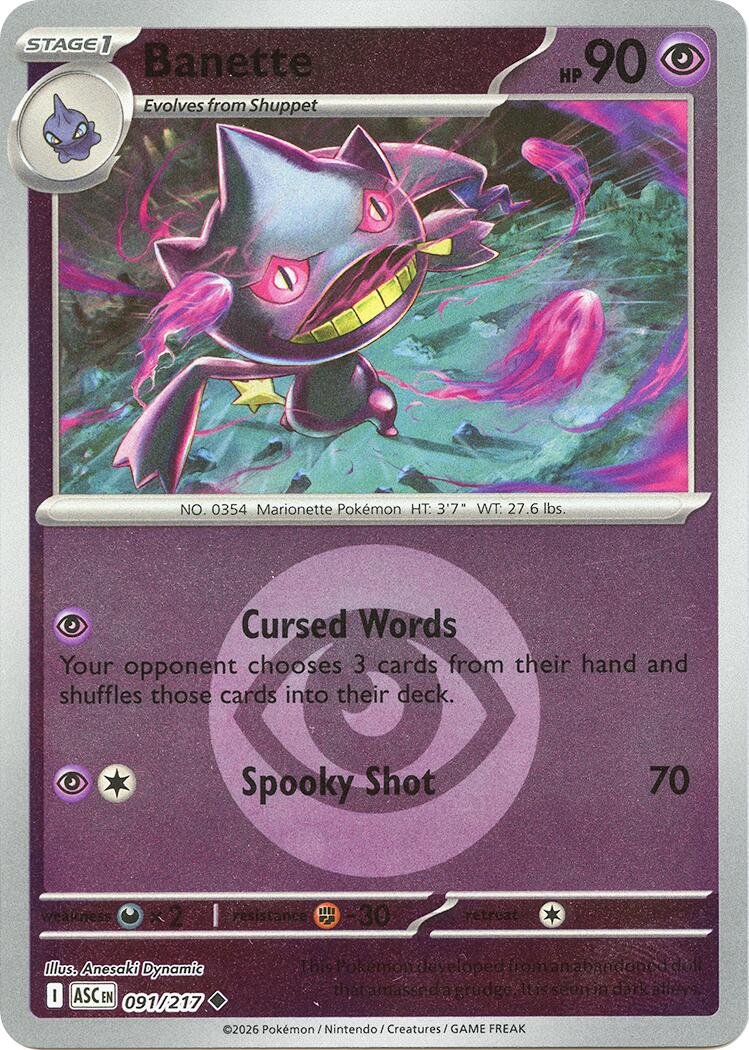 Banette (091/217) (Energy Symbol Pattern) [Mega Evolution: Ascended Heroes] | Cracking-Singles