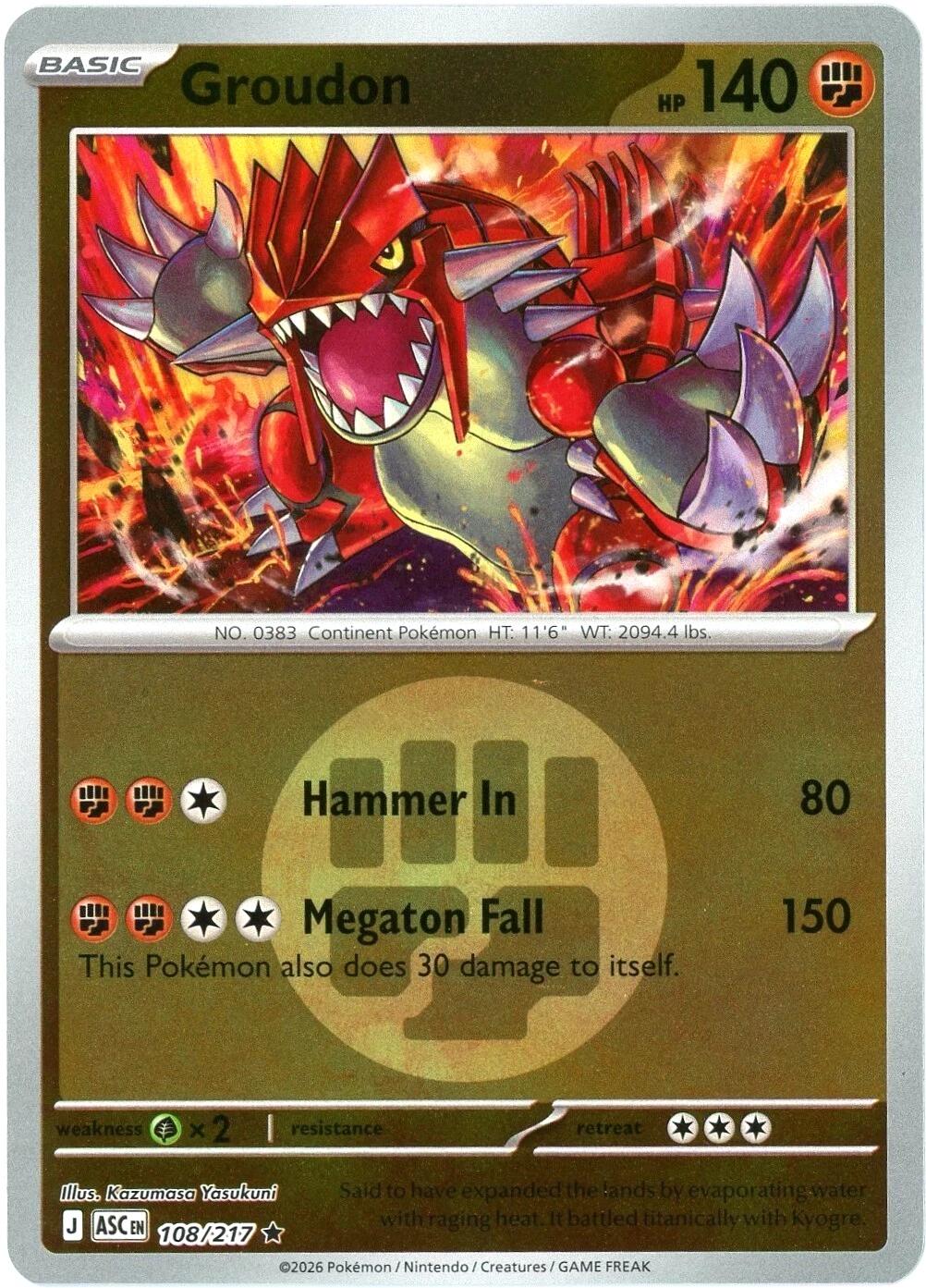 Groudon (108/217) (Energy Symbol Pattern) [Mega Evolution: Ascended Heroes] | Cracking-Singles