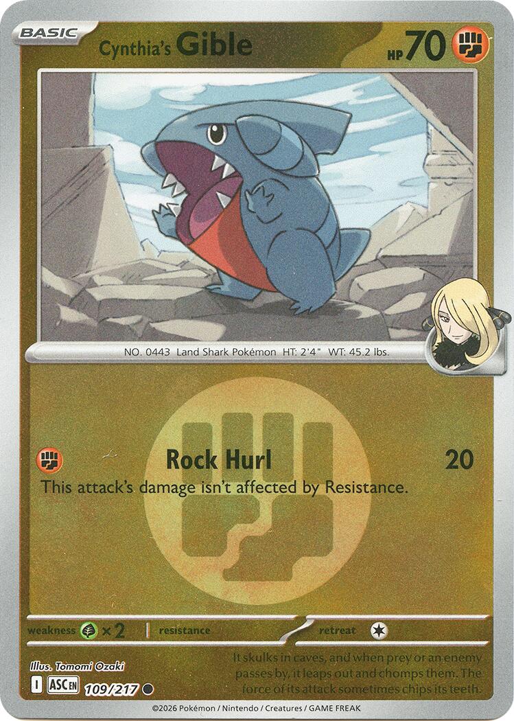 Cynthia's Gible (109/217) (Energy Symbol Pattern) [Mega Evolution: Ascended Heroes] | Cracking-Singles