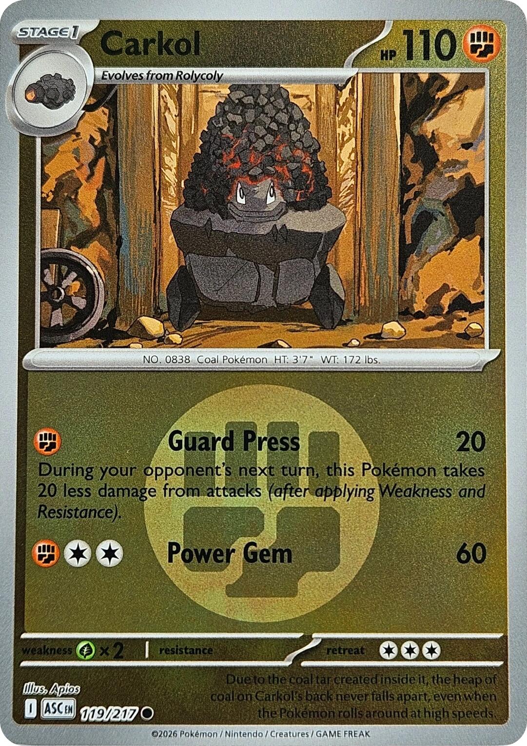 Carkol (119/217) (Energy Symbol Pattern) [Mega Evolution: Ascended Heroes] | Cracking-Singles