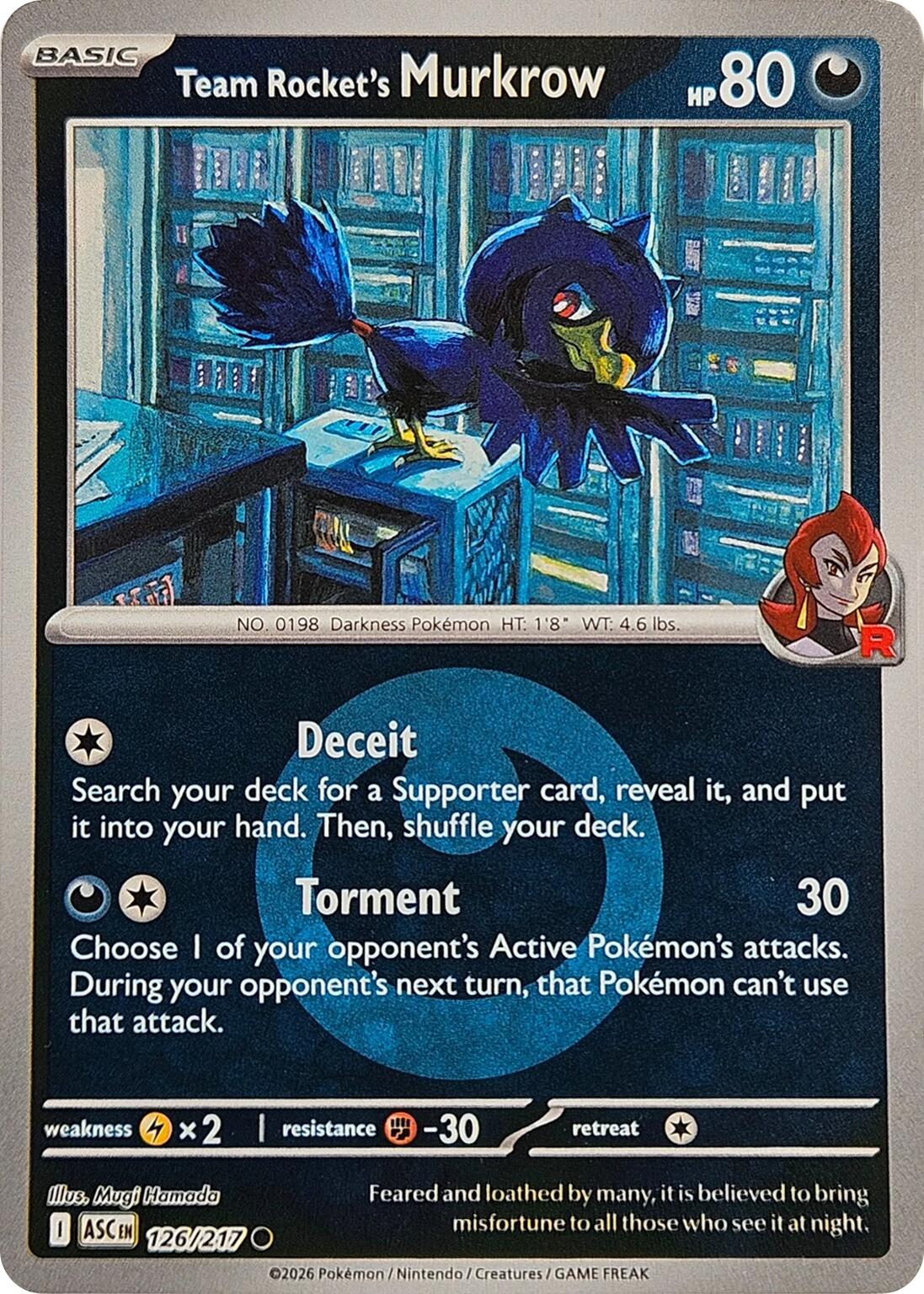 Team Rocket's Murkrow (126/217) (Energy Symbol Pattern) [Mega Evolution: Ascended Heroes] | Cracking-Singles