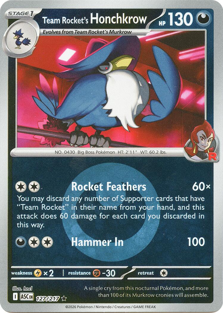 Team Rocket's Honchkrow (127/217) (Energy Symbol Pattern) [Mega Evolution: Ascended Heroes] | Cracking-Singles