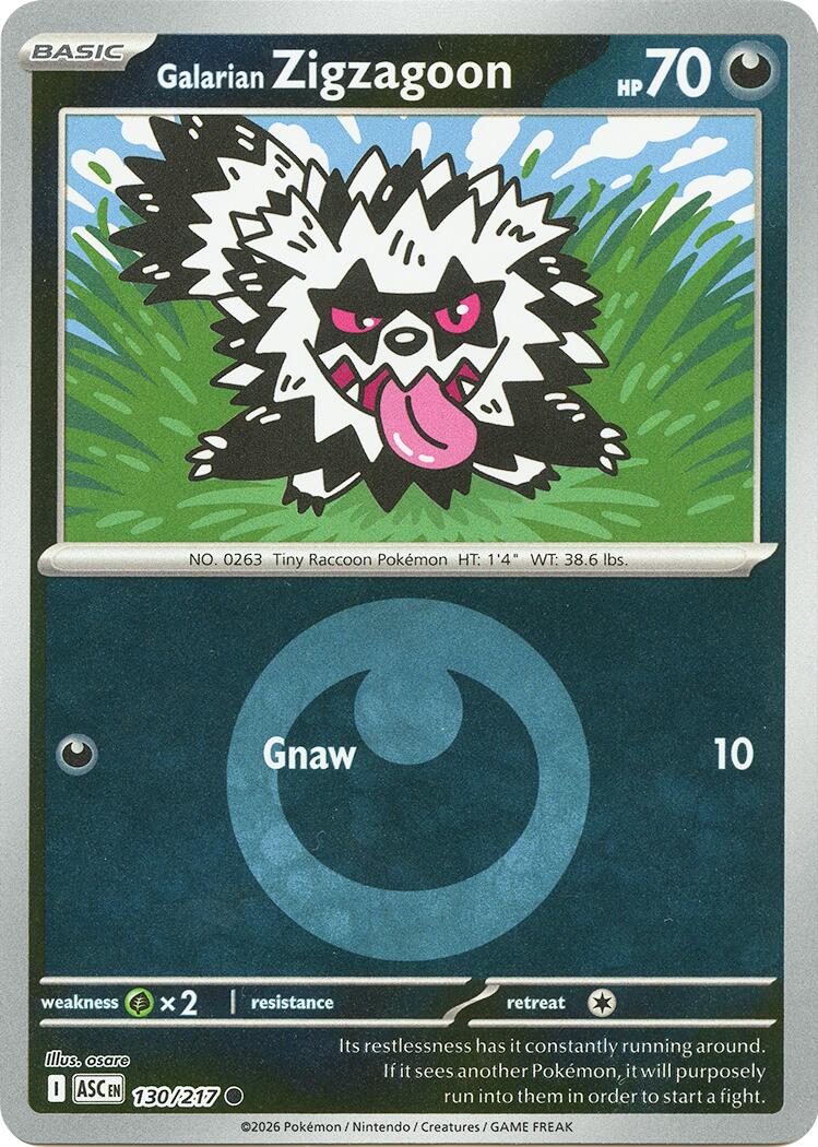 Galarian Zigzagoon (130/217) (Energy Symbol Pattern) [Mega Evolution: Ascended Heroes] | Cracking-Singles