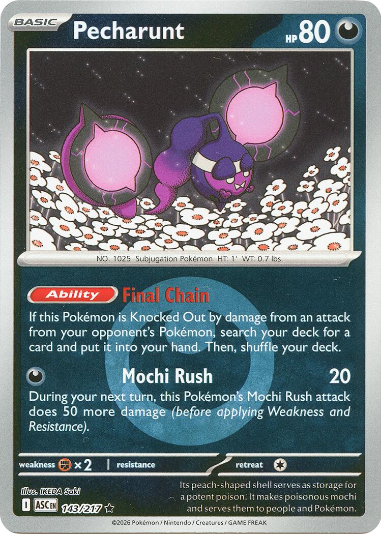 Pecharunt (143/217) (Energy Symbol Pattern) [Mega Evolution: Ascended Heroes] | Cracking-Singles