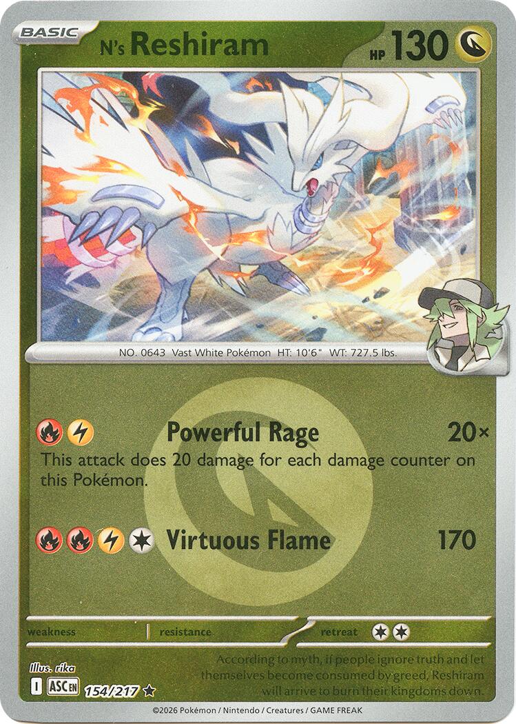 N's Reshiram (154/217) (Energy Symbol Pattern) [Mega Evolution: Ascended Heroes] | Cracking-Singles
