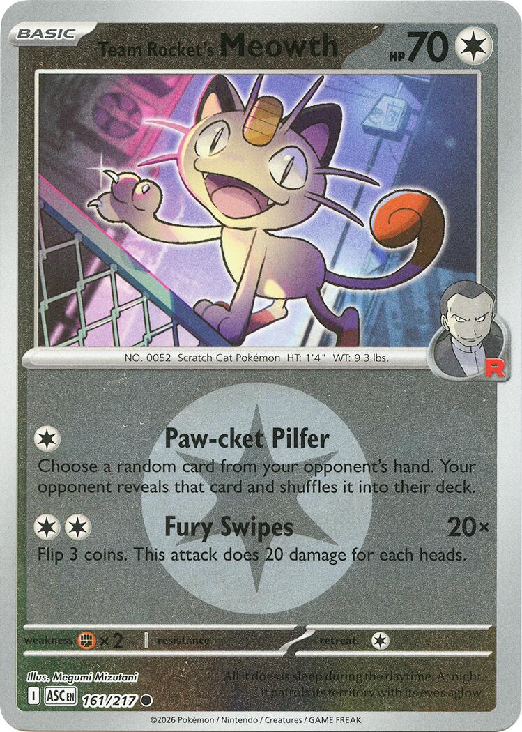 Team Rocket's Meowth (161/217) (Energy Symbol Pattern) [Mega Evolution: Ascended Heroes] | Cracking-Singles