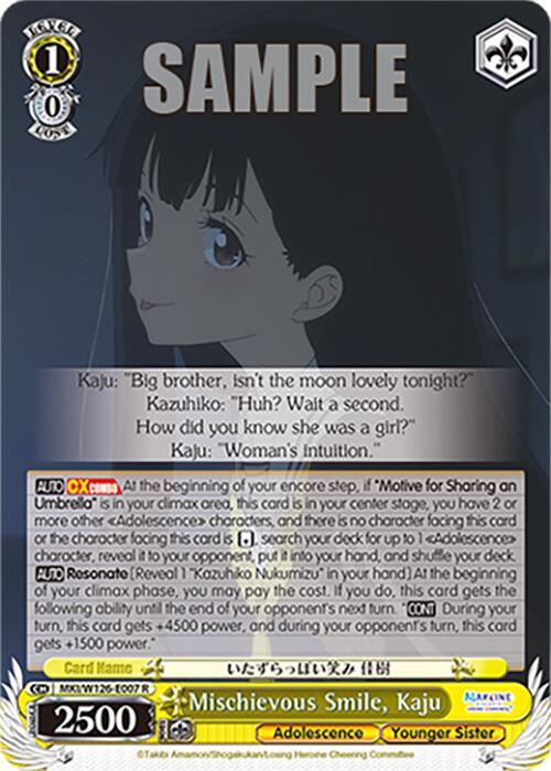 Mischievous Smile, Kaju (MKI/W126-E007 R) [Makeine: Too Many Losing Heroines!] | Cracking-Singles
