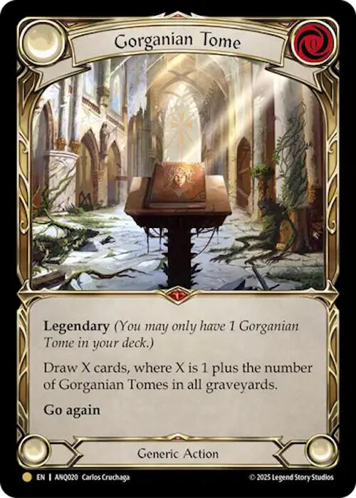 Gorganian Tome (Gold) [ANQ020] (Compendium of Rathe - Antiquity Pack)  Rainbow Foil | Cracking-Singles