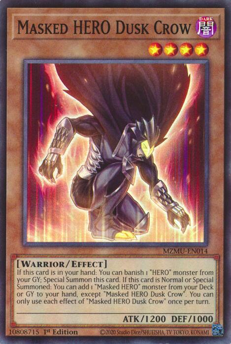 Masked HERO Dusk Crow [MZMU-EN014] Super Rare | Cracking-Singles