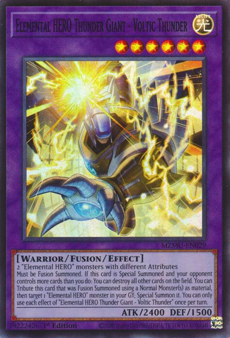 Elemental HERO Thunder Giant - Voltic Thunder [MZMU-EN029] Super Rare | Cracking-Singles