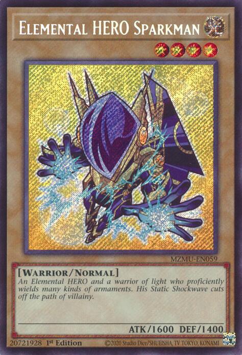 Elemental HERO Sparkman [MZMU-EN059] Secret Rare | Cracking-Singles