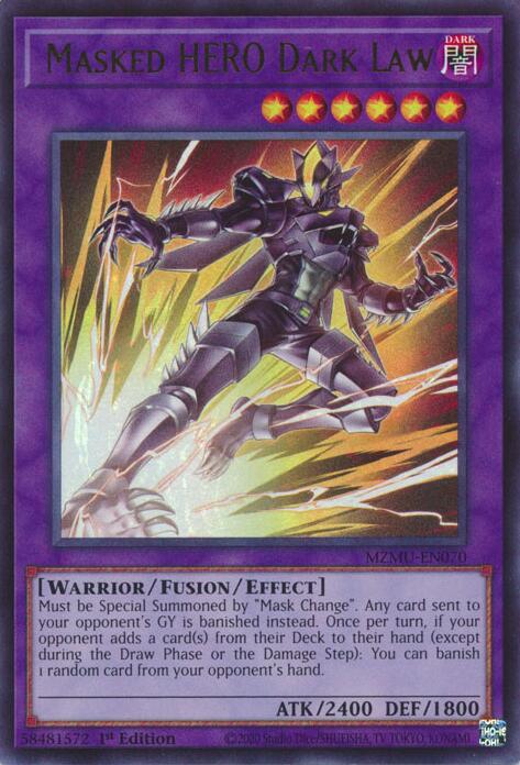 Masked HERO Dark Law [MZMU-EN070] Ultra Rare | Cracking-Singles