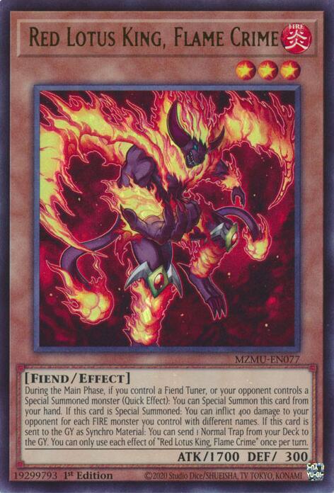Red Lotus King, Flame Crime [MZMU-EN077] Ultra Rare | Cracking-Singles