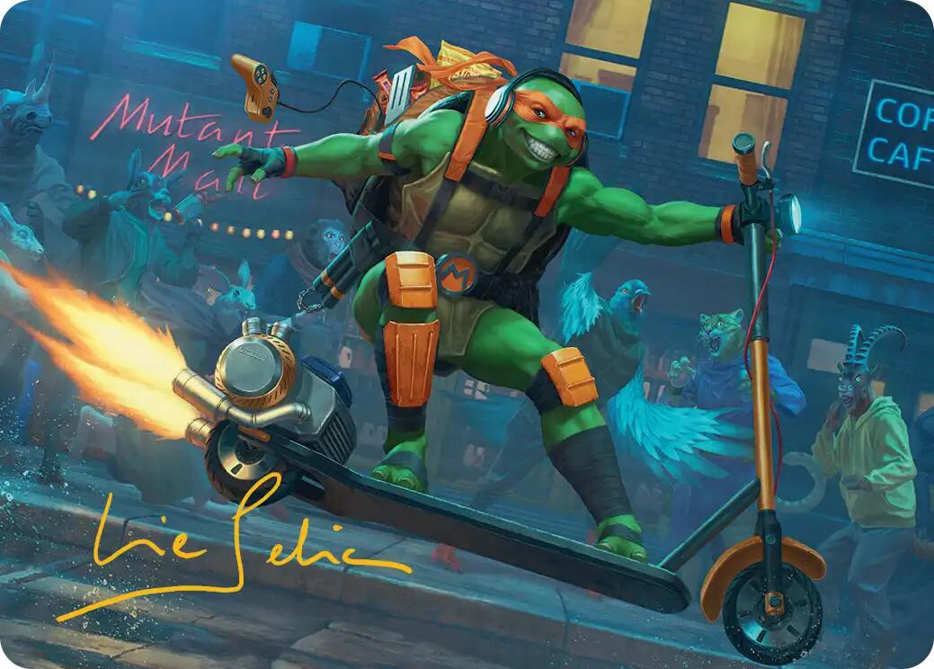 Michelangelo, On the Scene Art Card (Gold-Stamped Signature) [Teenage Mutant Ninja Turtles Art Series] | Cracking-Singles