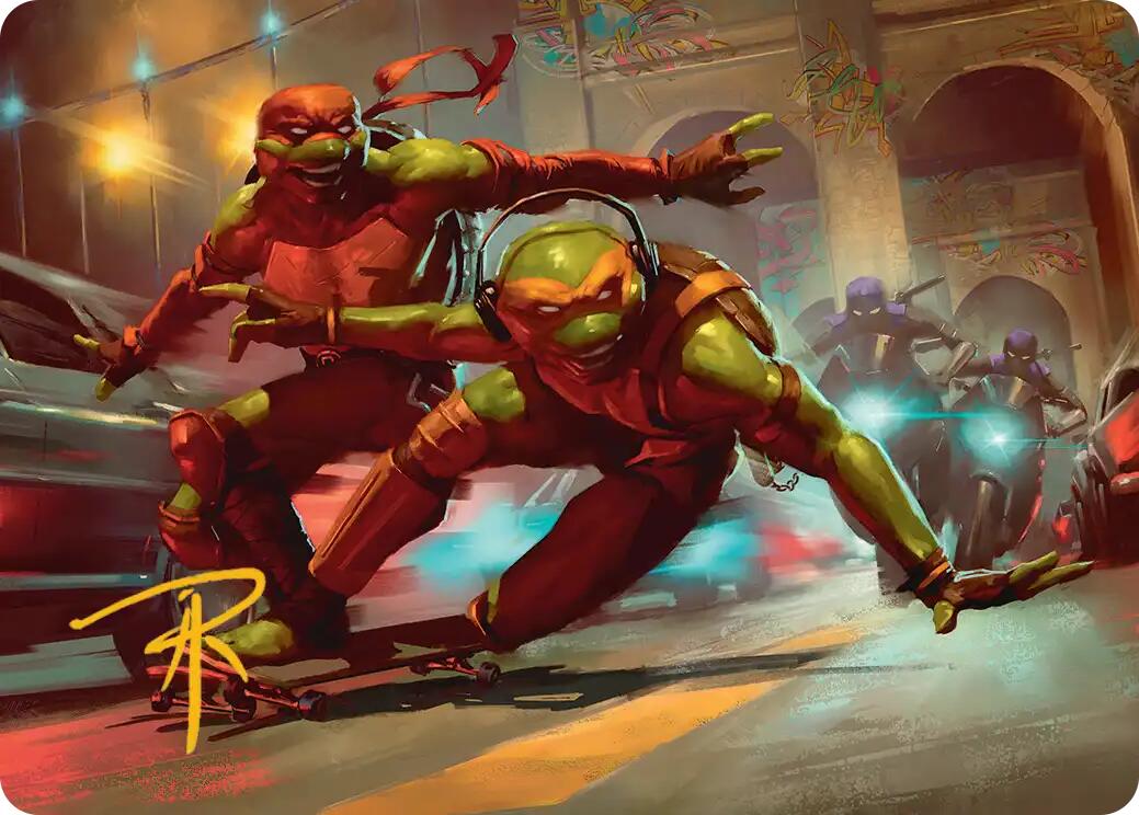 Raph & Mikey, Troublemakers Art Card (Gold-Stamped Signature) [Teenage Mutant Ninja Turtles Art Series] | Cracking-Singles