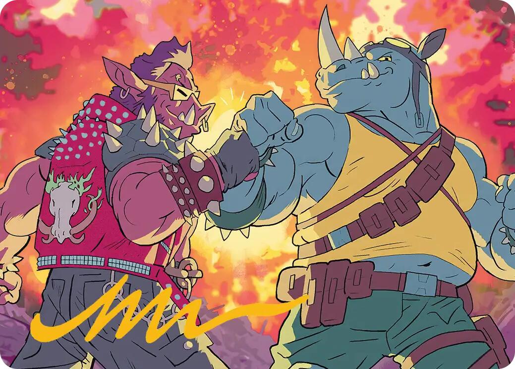 Bebop & Rocksteady Art Card (Gold-Stamped Signature) [Teenage Mutant Ninja Turtles Art Series] | Cracking-Singles