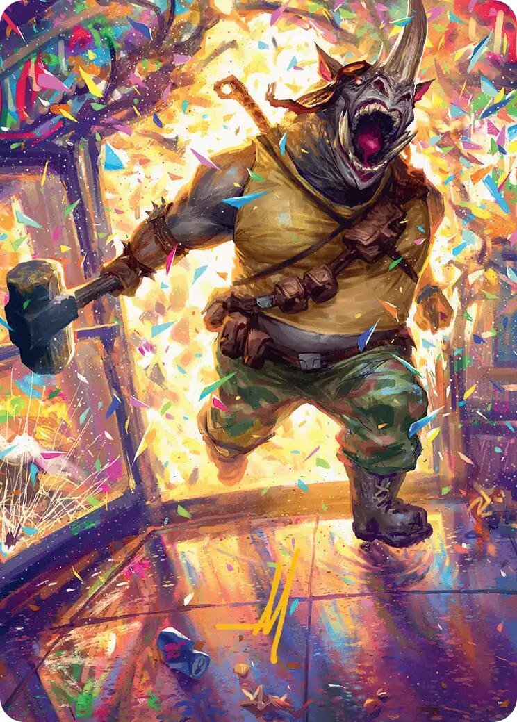 Rocksteady, Rowdy Rhino Art Card (Gold-Stamped Signature) [Teenage Mutant Ninja Turtles Art Series] | Cracking-Singles