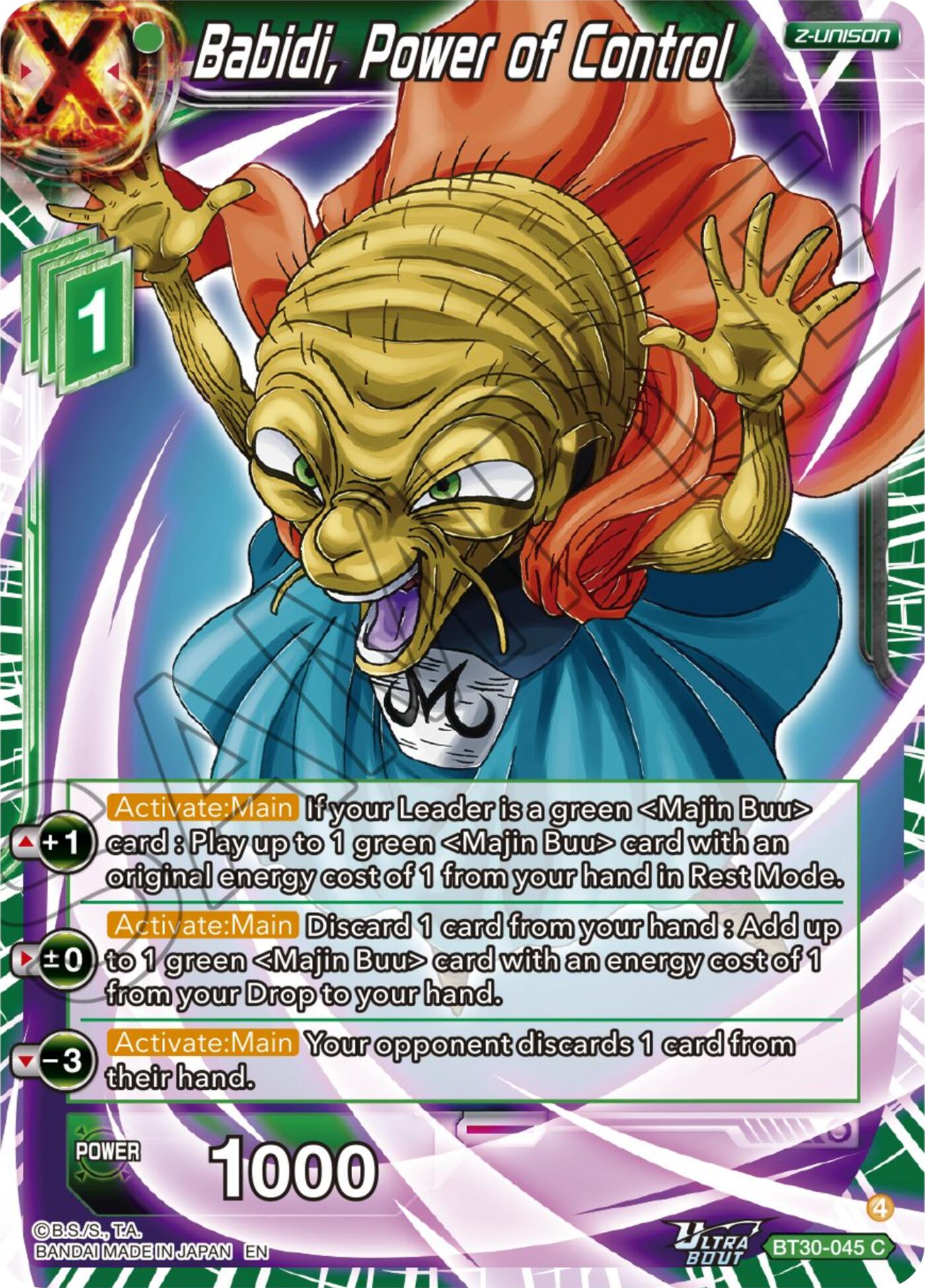 Babidi, Power of Control (BT30-045) [Three Glorious Fighters] | Cracking-Singles