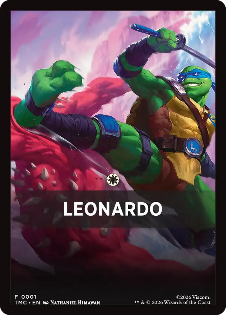 Leonardo Theme Card [Teenage Mutant Ninja Turtles Commander Tokens] | Cracking-Singles