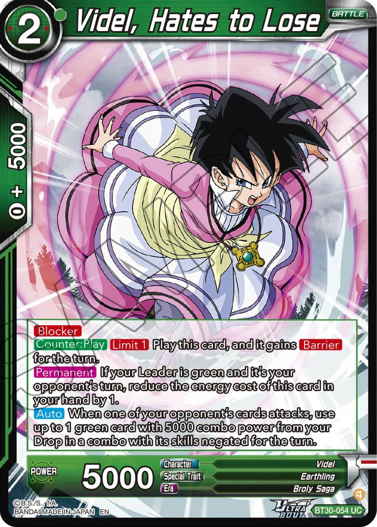 Videl, Hates to Lose (BT30-054) [Three Glorious Fighters] | Cracking-Singles