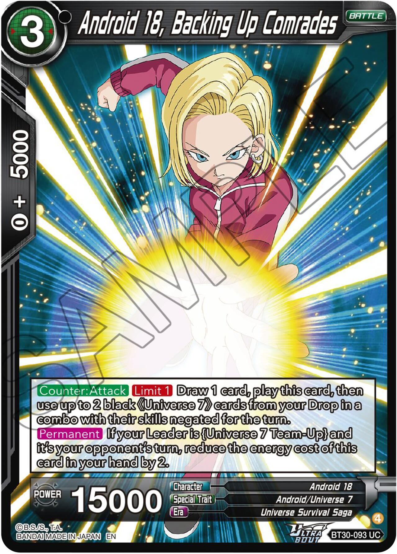 Android 18, Backing Up Comrades (BT30-093) [Three Glorious Fighters] | Cracking-Singles