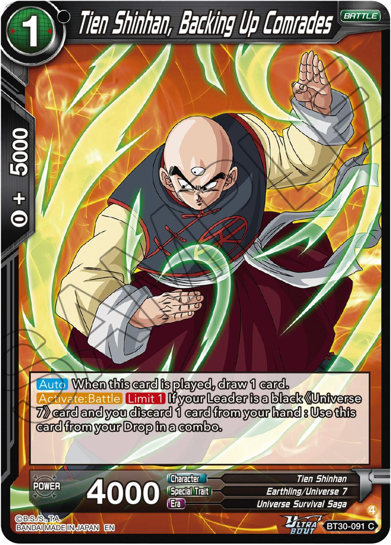 Tien Shinhan, Backing Up Comrades (BT30-091) [Three Glorious Fighters] | Cracking-Singles