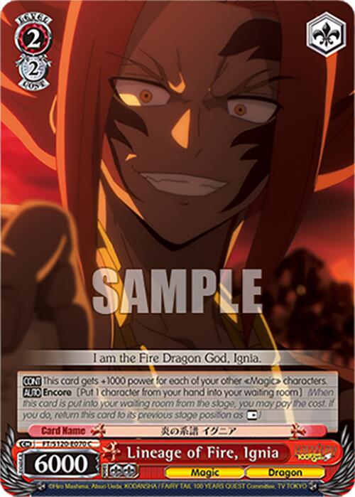 Lineage of Fire, Ignia (FT/S120-E070 C) [FAIRY TAIL 100 YEARS QUEST] | Cracking-Singles