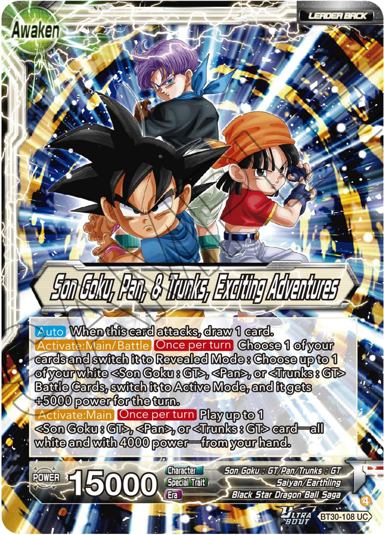 Son Goku, Pan, & Trunks // Son Goku, Pan, & Trunks, Exciting Adventures (BT30-108) [Three Glorious Fighters] | Cracking-Singles