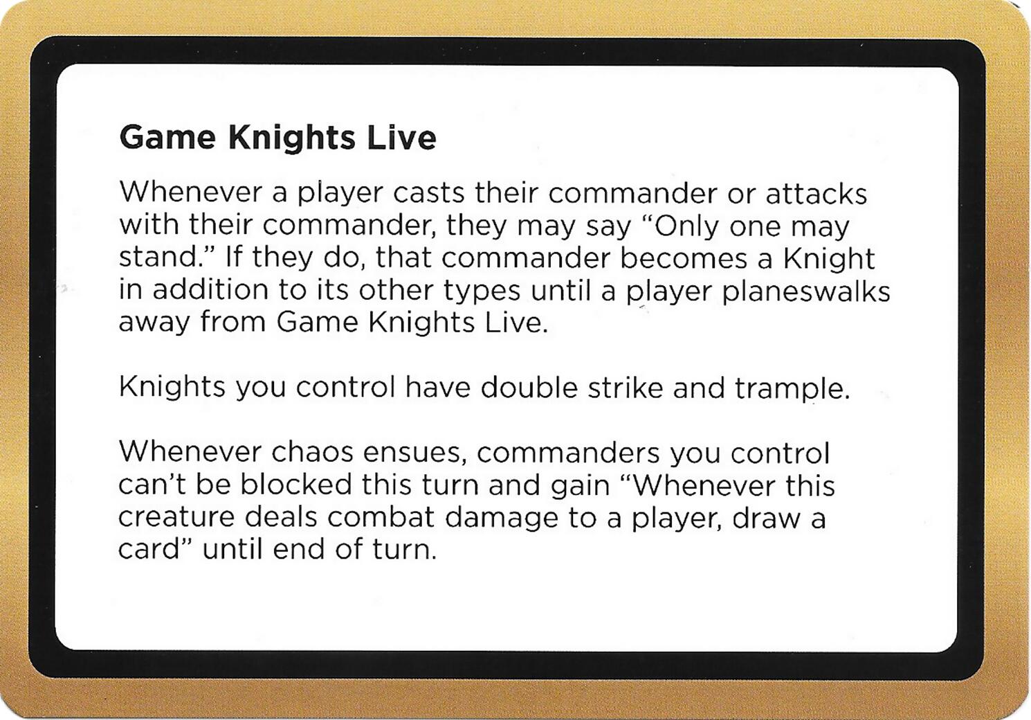 Game Knights Live (Black Lotus Unknown Planechase) [Oversize Cards] | Cracking-Singles
