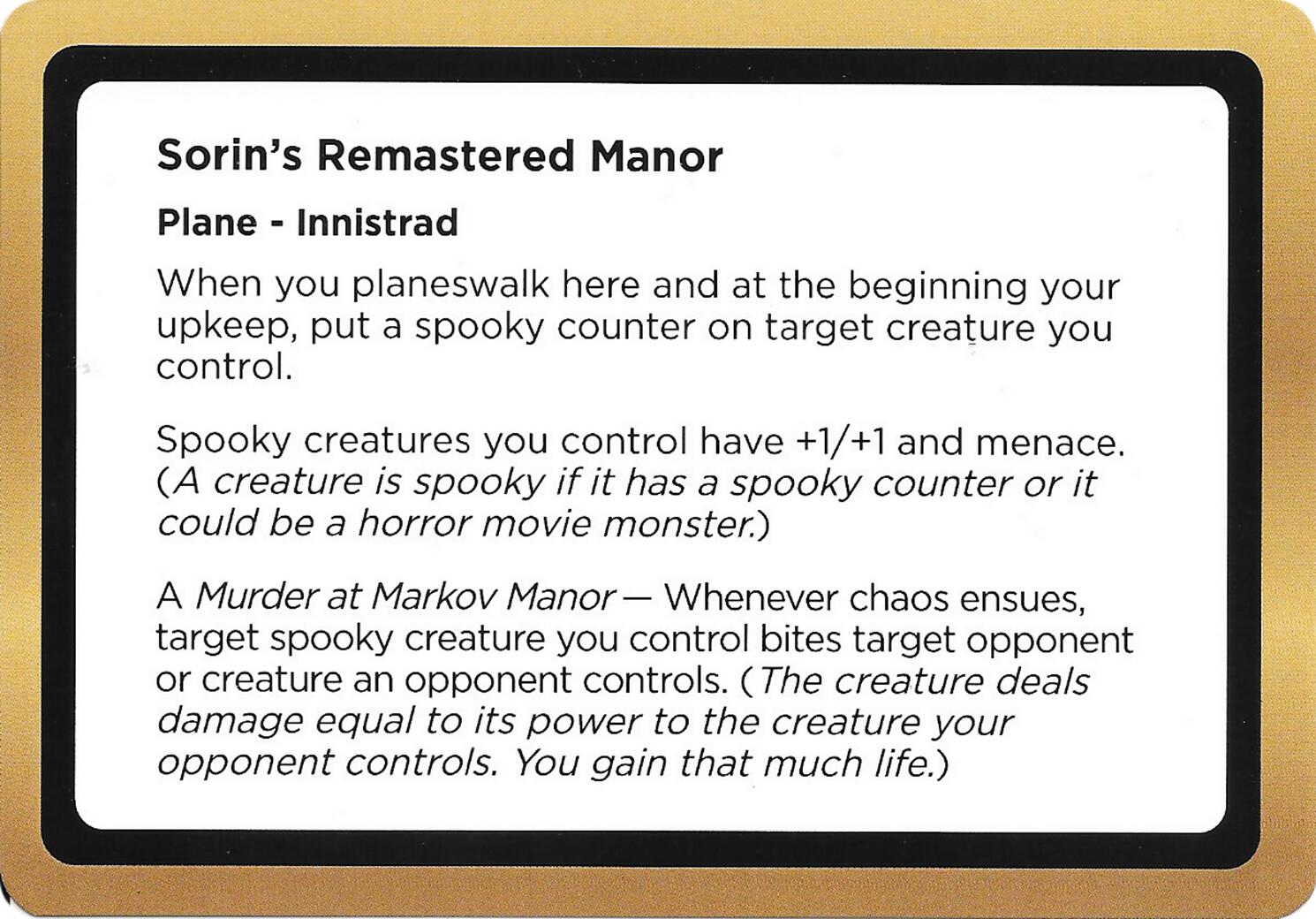 Sorin's Remastered Manor (Black Lotus Unknown Planechase) [Oversize Cards] | Cracking-Singles